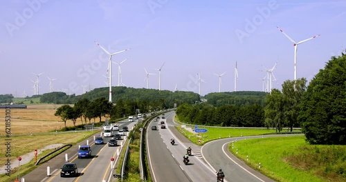 A44, wind turbines, wind farm, Lichtenau, North Rhine-Westphalia, North Rhine-Westphalia, Germany, Europe photo
