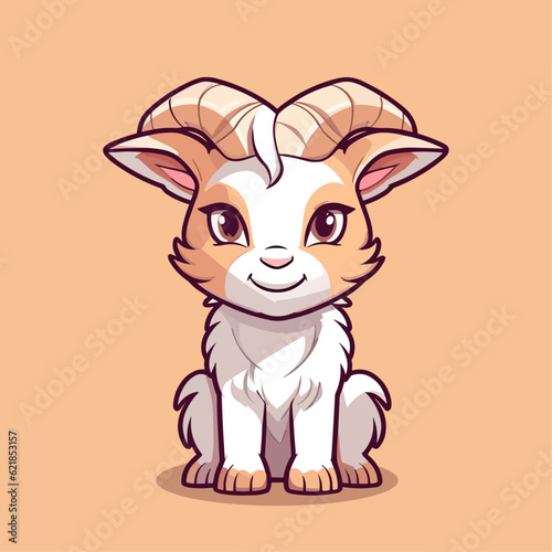 Cute Goat Cartoon Character: Perfect for Children's Farm-themed Designs and Educational Materials