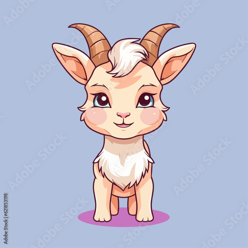 Cute Goat Cartoon Character: Perfect for Children's Farm-themed Designs and Educational Materials