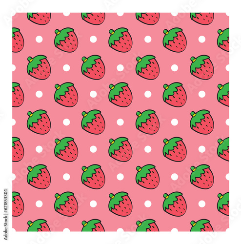 strawberry and circle fabric pattern 