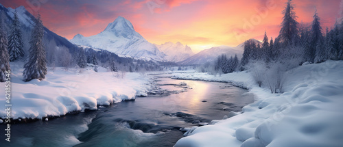 Winter in alps at sunset  © AhmadSoleh