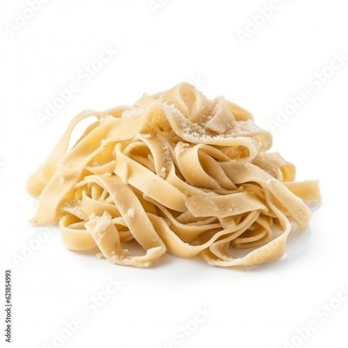 Fettuccine alfredo with parmesan cheese isolated on white background generative ai