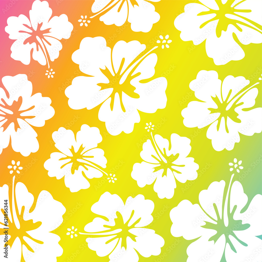 Tropical Hibicus Gradient Neon Pattern Summer Vibes Tropical Hibicus Gradient Neon Pattern Summer Vibes