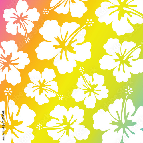 Tropical Hibicus Gradient Neon Pattern Summer Vibes (ID: 621856344)