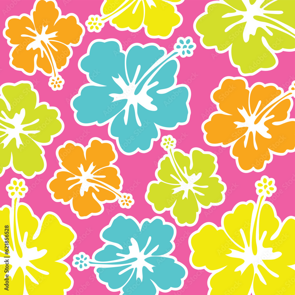 Tropical Hibicus Solid Neon Pattern Summer Vibes Tropical Hibicus Solid Neon Pattern Summer Vibes