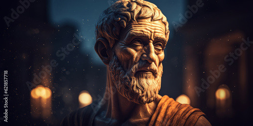 Fényképezés Pythagoras bust sculpture, ancient Ionian Greek philosopher and the eponymous founder of Pythagoreanism