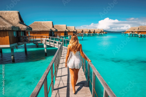 Luxury over water bungalows Fototapet