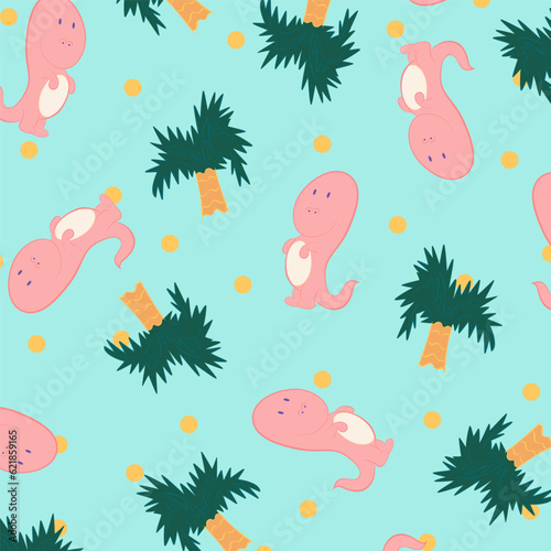 Dinosaur background pattern. Dinosaur background for fabric design  textile print  wrapping paper  cover. Vector illustration.