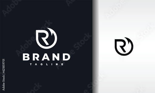 letter R fishing rod logo