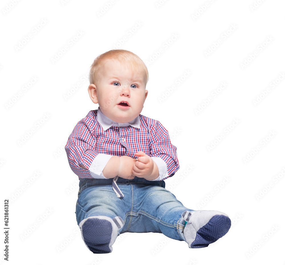 Happy little child wondering expression. Isolated on transparent white background Happy little child wondering expression. Isolated on transparent white background