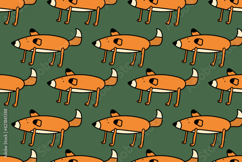 Fox, foxy, foxes. Funny forest animals. Cute and nice cartoon  friends. Trendy, stylish, fashionable, seamless vector pattern for design and decoration.