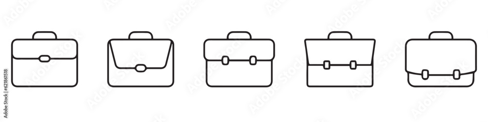 Briefcase icon collection. Different brifecase set. Vector Briefcase icon collection. Different brifecase set. Vector