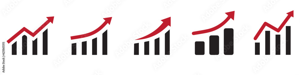 Growing graph set. Business chart with arrow. Growths chart collection. Profit growing sumbol. Growing graph set. Business chart with arrow. Growths chart collection. Profit growing sumbol.