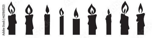 Set candle silhouettes for religion commemorative and party
