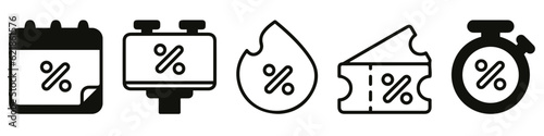 Set online shopping icons. Render shopping symbol for discount concept, sale on goods and e-commerce.