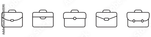 Briefcase icon collection. Different brifecase set. Vector