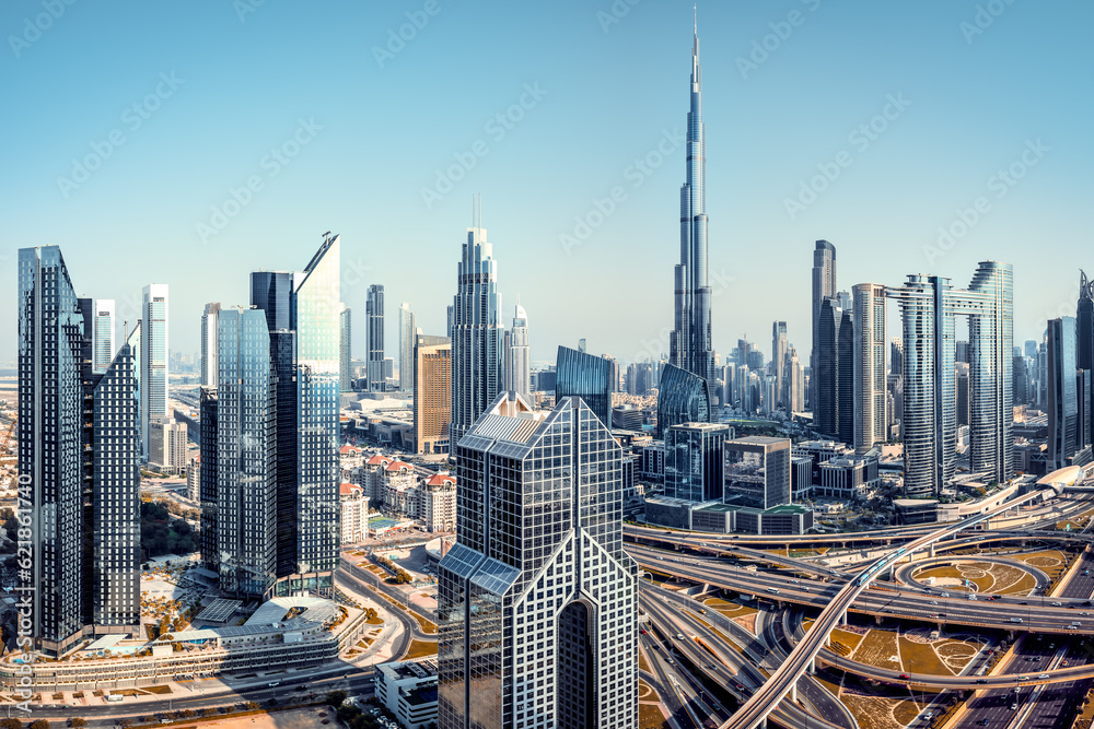 the skyline of dubai , uae