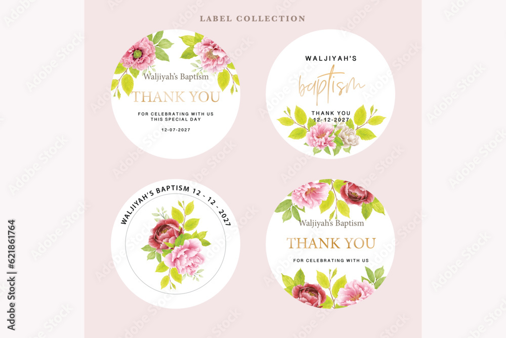 floral labels in flat design