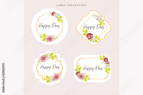 floral labels in flat design