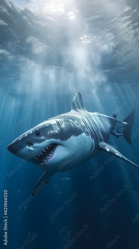 Fototapeta premium a shark swimming in the water