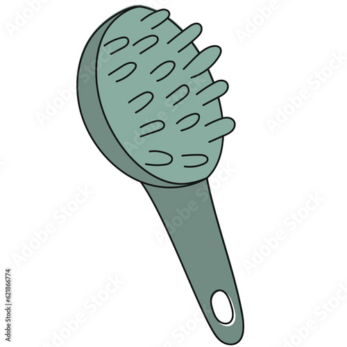 comb handdrawn female beauty icon illustration