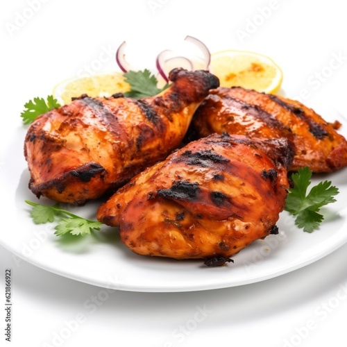 Grilled chicken on the grill Indian spiced grilled chicken Tandoori Chicken generative ai