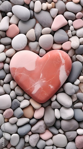 a heart shaped stone on a pile of rocks
