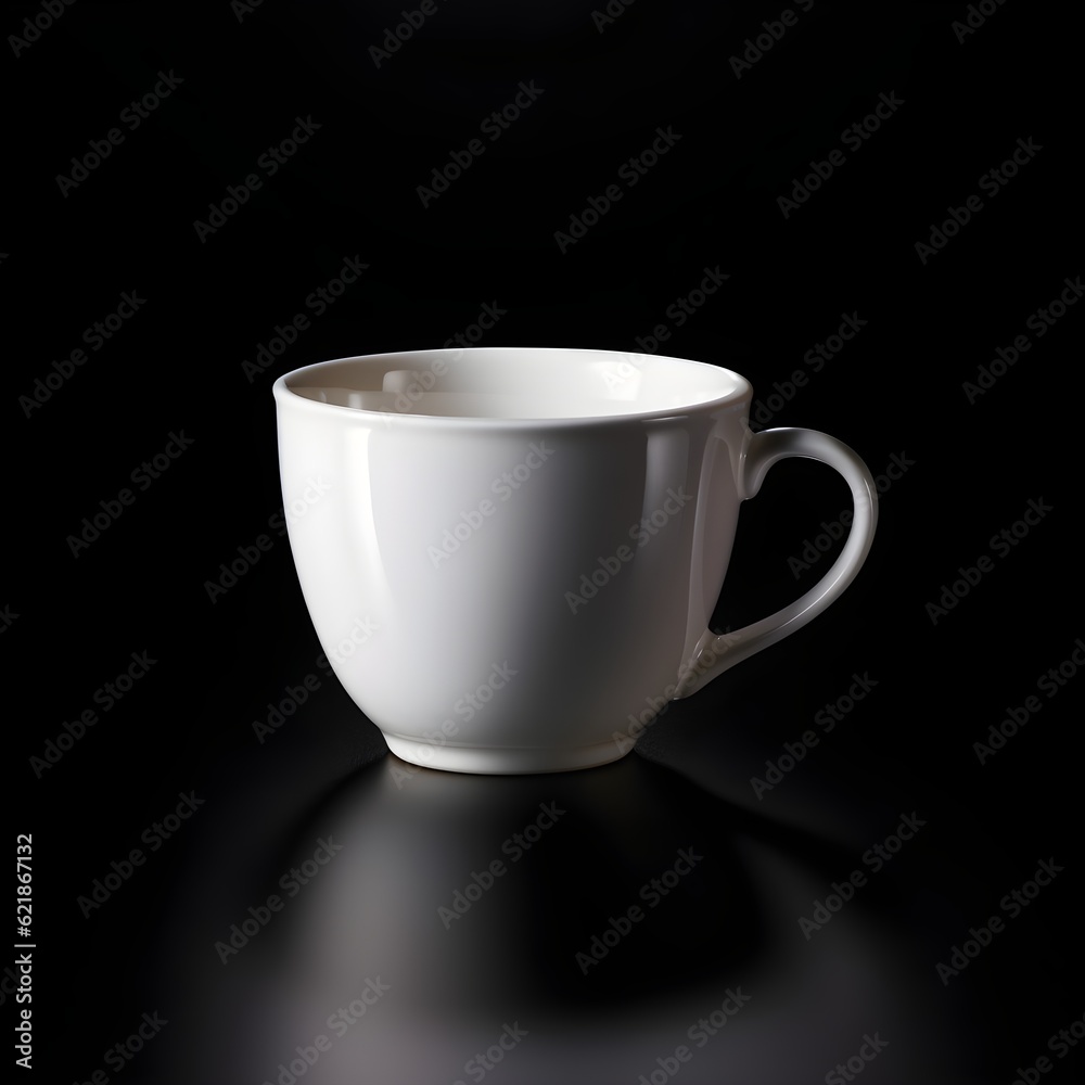 a white coffee cup on a black surface a white coffee cup on a black surface