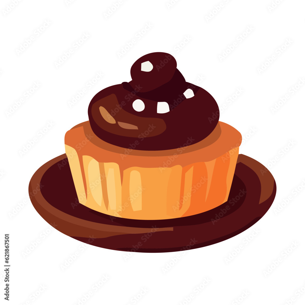 Sweet chocolate cupcake with creamy icing Sweet chocolate cupcake with creamy icing