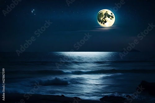 the view of moon over the sea ai generated