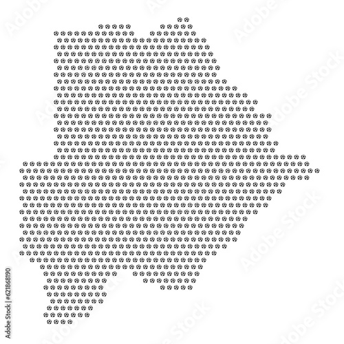 Map of the country of Botswana with football soccer icons on a white background