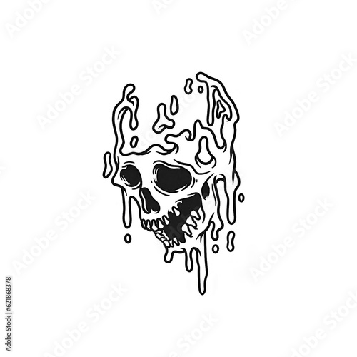 Obraz na płótnie illustration of a melting skull, can be used as a tattoo w salonie