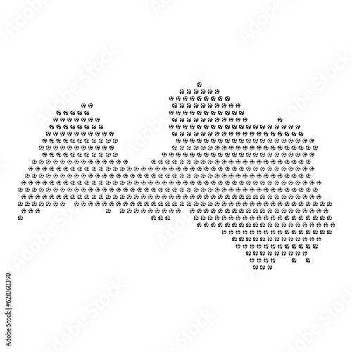 Map of the country of Latvia with football soccer icons on a white background