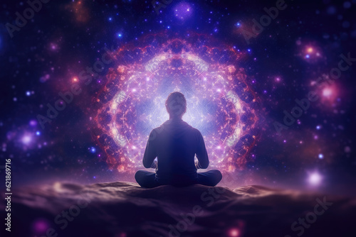Universe, cosmos. Meditation background, chakras, prana, the mind of God and spirituality.