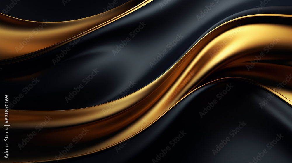 abstract black and gold waves pattern background, generative ai abstract black and gold waves pattern background, generative ai