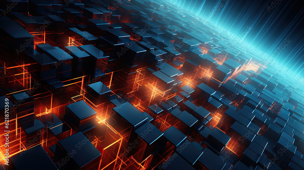 Obraz premium Abstract digital data background. Can be used in the description of network abilities, technological processes, digital storages, science, education, etc.