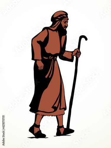 Vector drawing. Jewish man walk