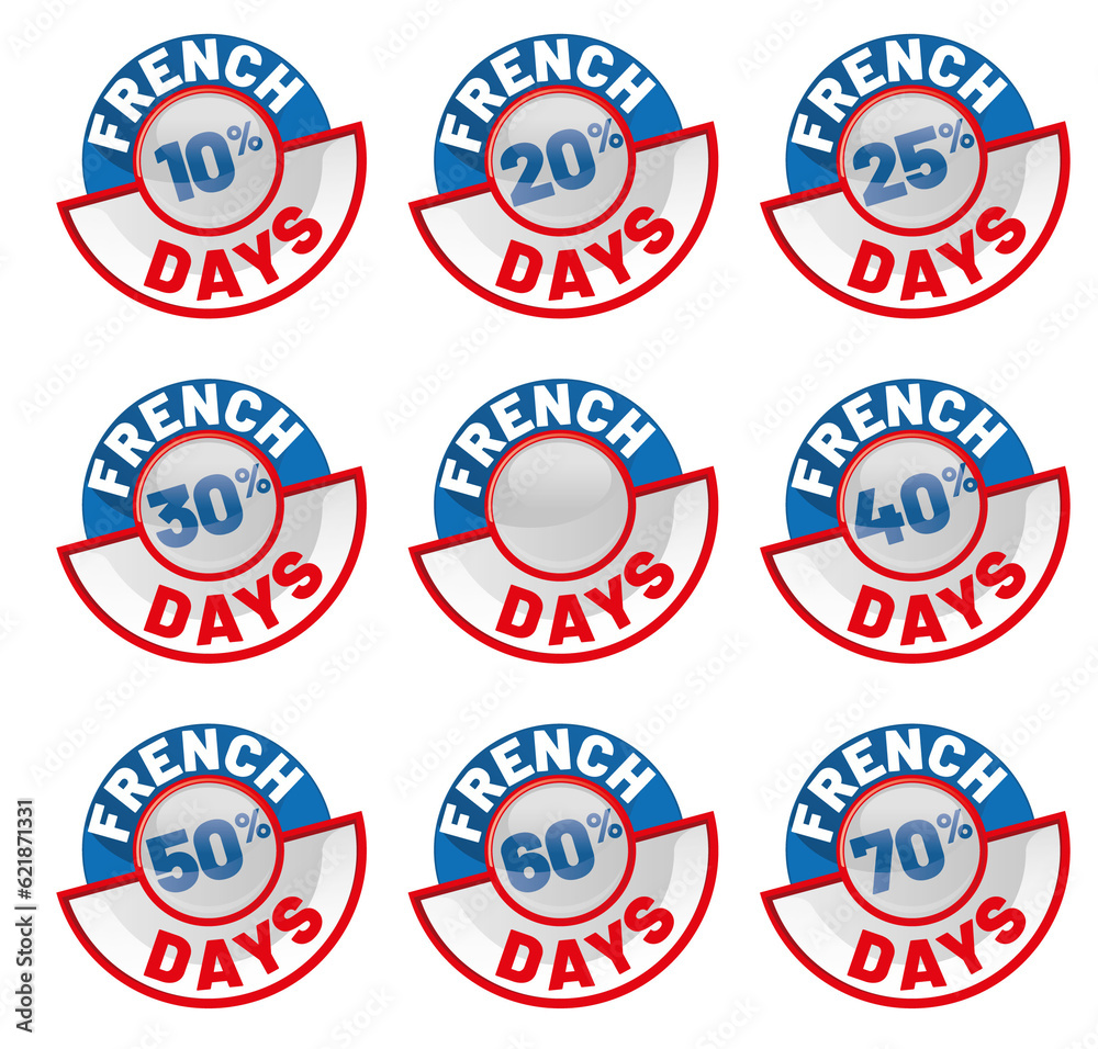 Obraz premium set d'icones french days - réduction