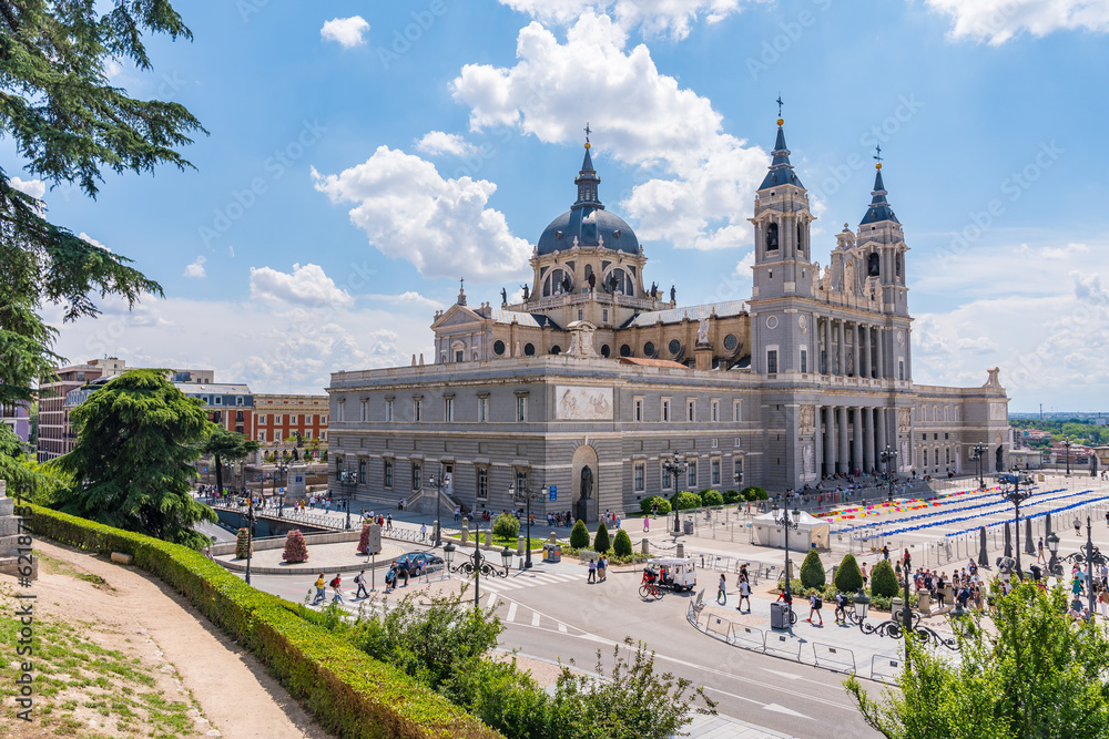 Cathedral of Santa Maria la Real de la Almudena in Madrid capital of Spain visited on summer vacation