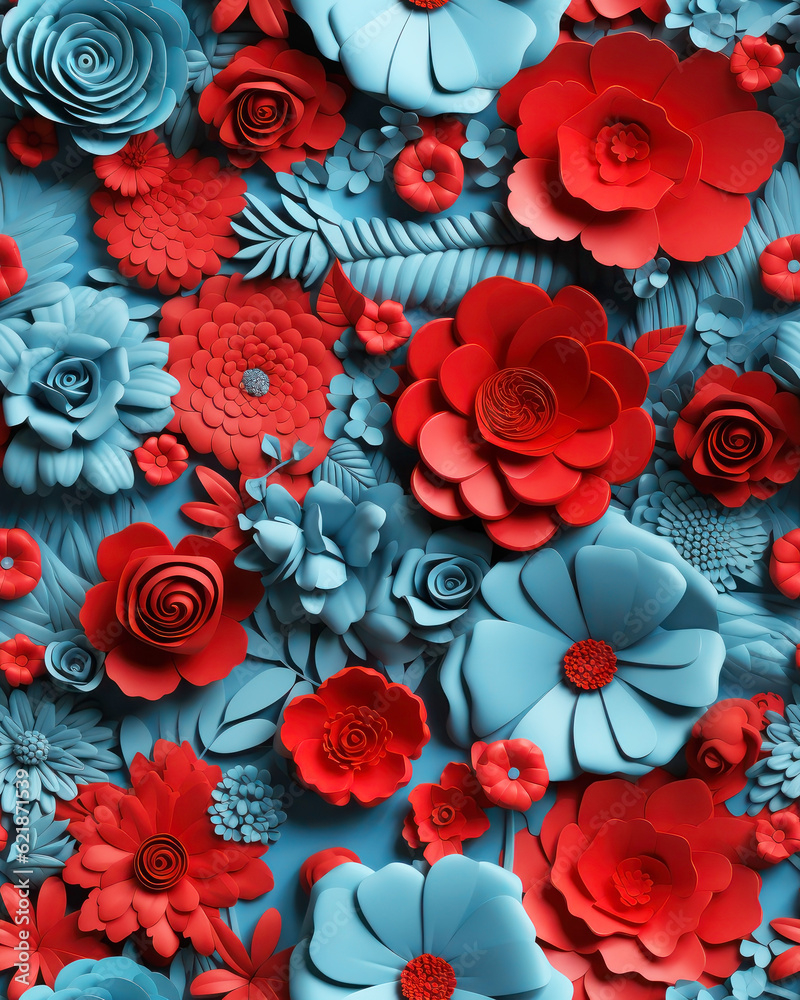 Seamless abstract floral background in 3D style. Generative AI Seamless abstract floral background in 3D style. Generative AI