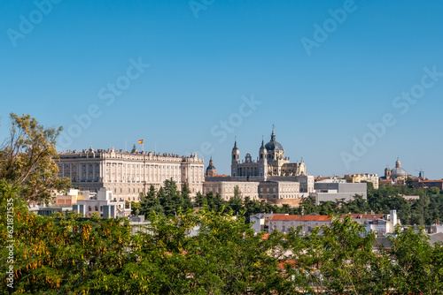Cathedral of Santa Maria la Real de la Almudena and Royal Palace in Madrid capital of Spain