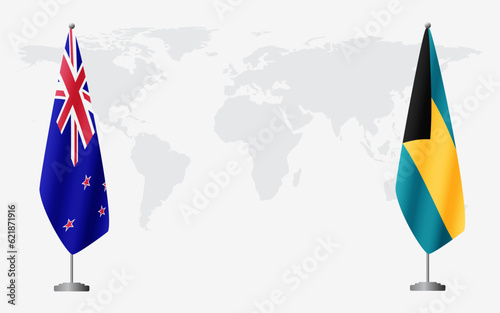 New Zealand and Bahamas flags for official meeting