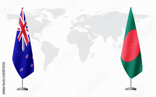 New Zealand and Bangladesh flags for official meeting