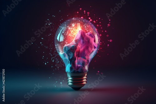 a light bulb with a colorful light inside