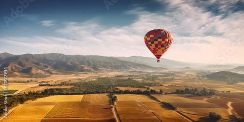 Tablou canvas a hot air balloon over a valley