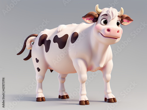 cute animal cow on white background - Ai Generated