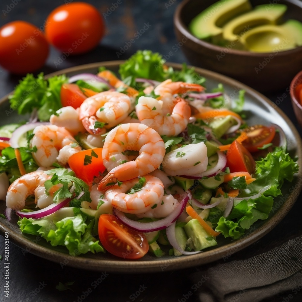 Salad with shrimps Ceviche generative ai Salad with shrimps Ceviche generative ai