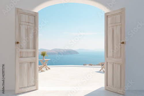 Gate to the sea view - Santorini island style © PaulShlykov