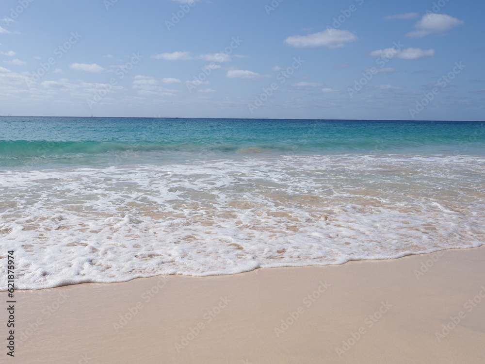 Calm waves at beach on Sal island in Cape Verde