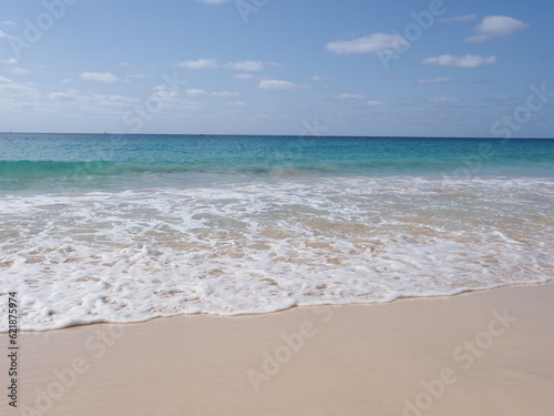 Calm waves at beach on Sal island in Cape Verde